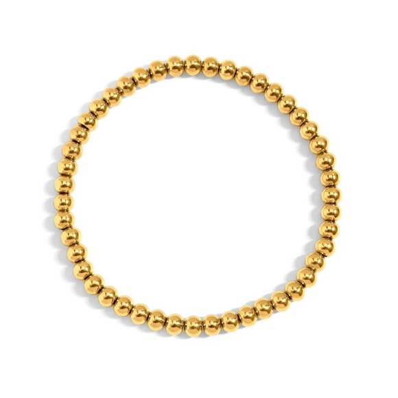 5mm Gold Bead Bracelet – Stackable, Hypoallergenic, Water & Tarnish Resistant - Picture 1 of 4